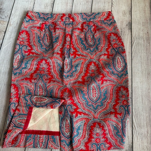 J. Crew The Pencil Skirt Paisley Skirt 4 - Picture 5 of 6